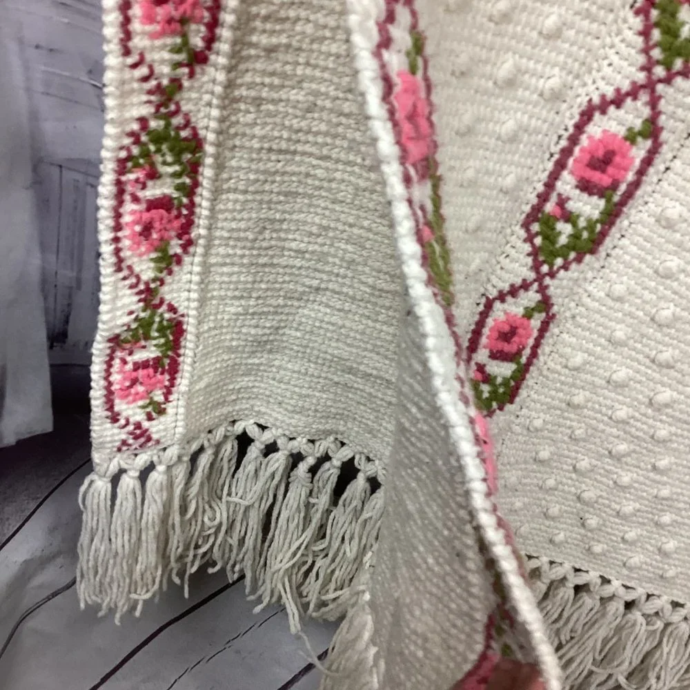 Handmade Bobble Stitch Cross Stitch Afghan Blanket